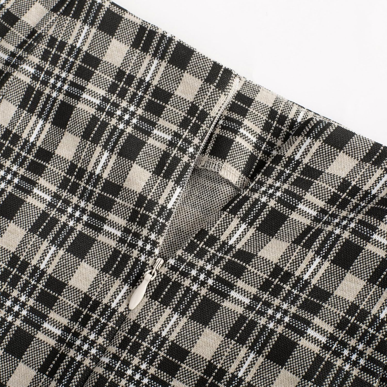 Kate Kasin Womens Knee Length Elastic Waist Stretchy Bodycon Plaid Business Pencil Skirt - Image 4