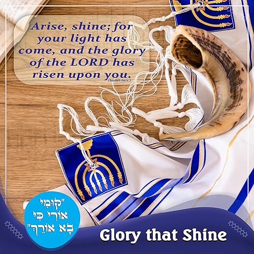 Miniatura 6 de Tallit Chal de oración con bolsa a juego, certificado Kosher, diseño Kumi Ori Uniq fabricado en Israel, tallit acrílico suave