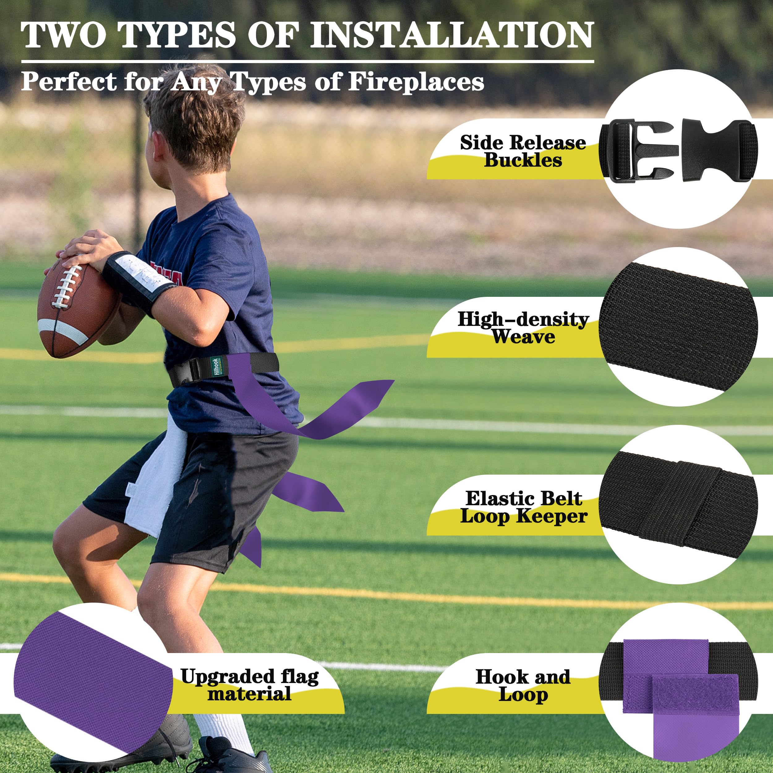Set di cinture da calcio per 14 giocatori, con 42 bandiere, per allenamento di bambini, ragazzi e adulti (rosso e viola), rosso e viola, 114 cm