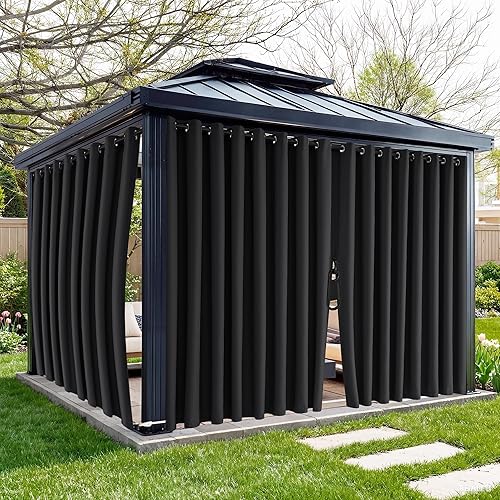 RYB HOME Fade-Resistant Outdoor Curtains for Patio Waterproof with Zipper