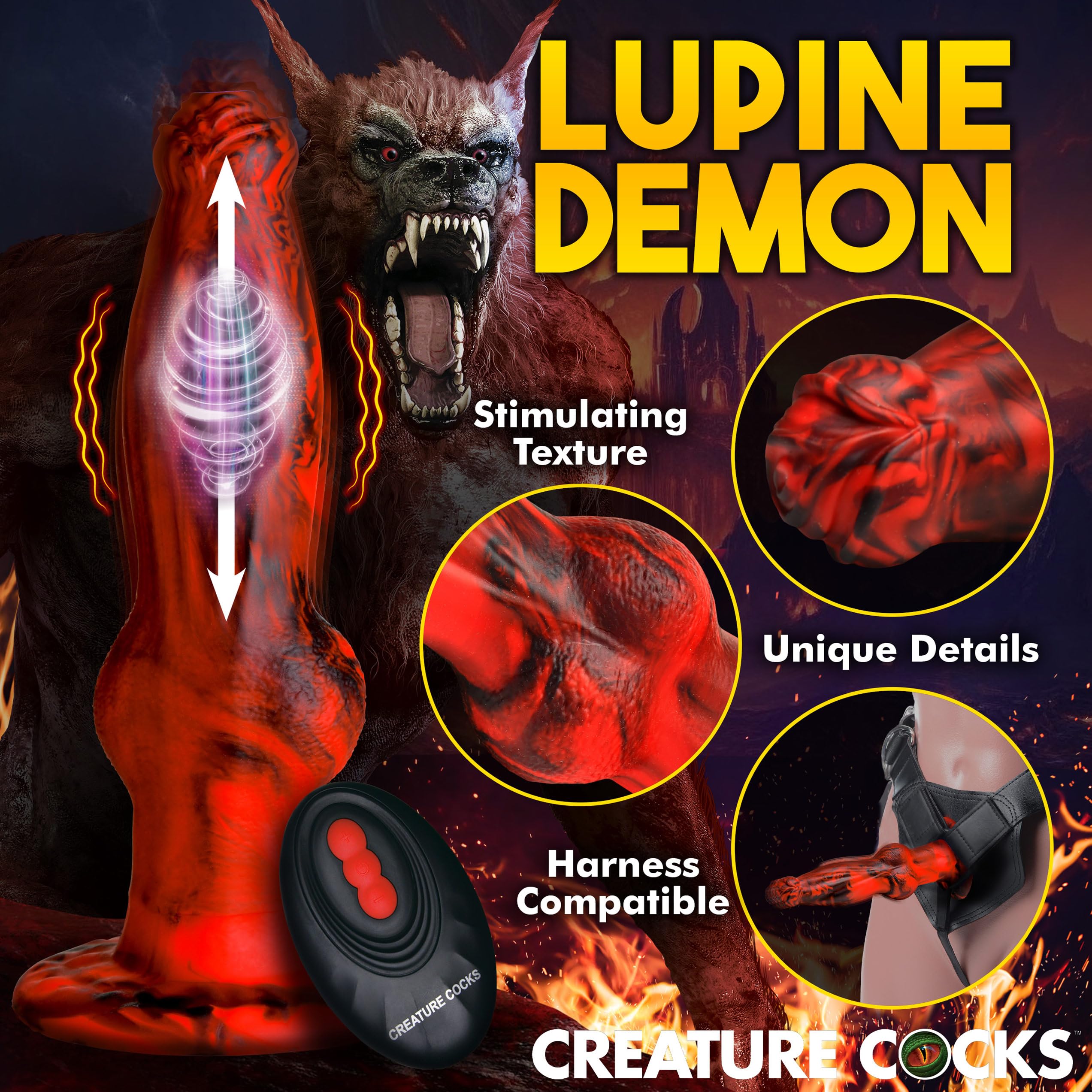 Amazon.com: CREATURE COCKS Hell Wolf Thrusting & Vibrating Silicone Dildo  w/Remote Control for Men, Women, & Couples.Fantasy Dildo, Thrusting and  Vibrating. Waterproof & Rechargeable. 2 Pieces, Red & Black. : Health &