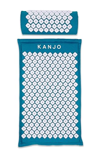 Kanjo Acupressure Mat and Pillow Set for Back Pain Relief & Neck Pain Relief, with Pressure Points for Muscle Pain Relief with Travel Bag - Sapphire Blue - Sapphire