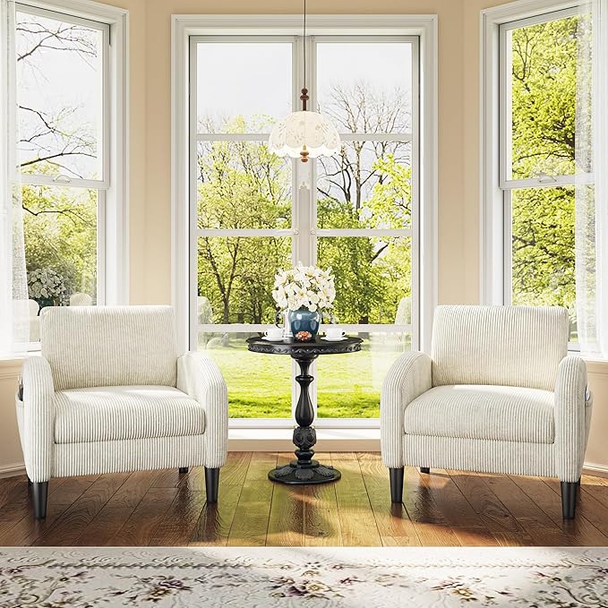 Sillón Acogedor de Pana Beige con Bolsillos miniatura 8