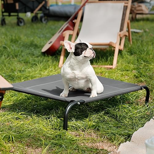 Miniatura 14 de Bedsure Cama elevada para perros para exteriores, tamaño grande, portátil, para interiores y exteriores, para interiores y exteriores, hamaca