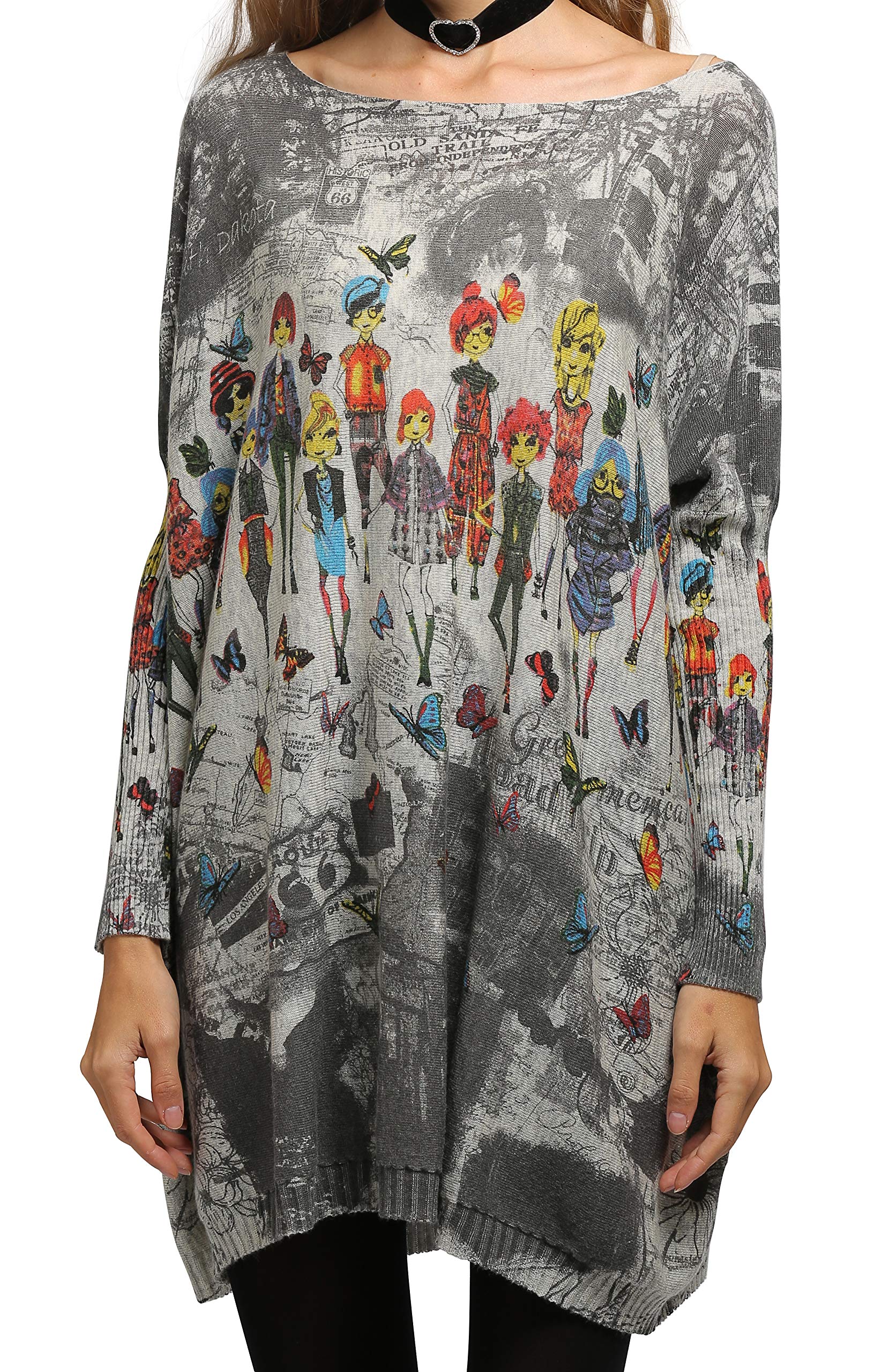 ellazhuWomen's Autumn Long Sleeve Relaxed Fit Crew Neck Loose Casual Pullover Sweater Sweatshirts DH05