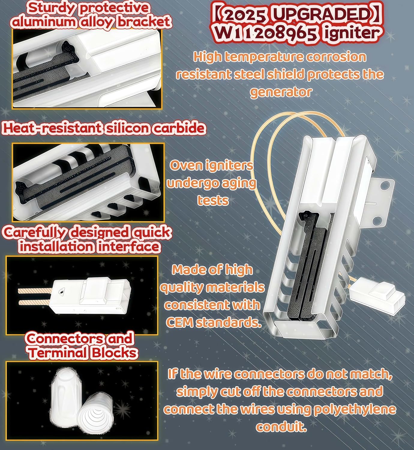 W11208965 Gas Range Oven Igniter,for Whir lpool Am ana Gas Range Oven,for WFG320 WFG505 Series -Repalces W11590294 W11506321 W11613927 4977065 AP7193166 PS16744629 EAP16744629 etc.