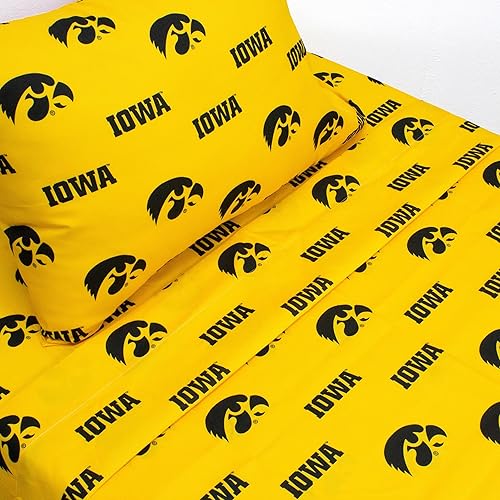 Miniatura 3 de College Covers Everything Comfy Iowa Hawkeyes - Juego de sábanas de 3 piezas, tamaño individual XL, fondo del color del equipo, 1 sábana encimera, 1