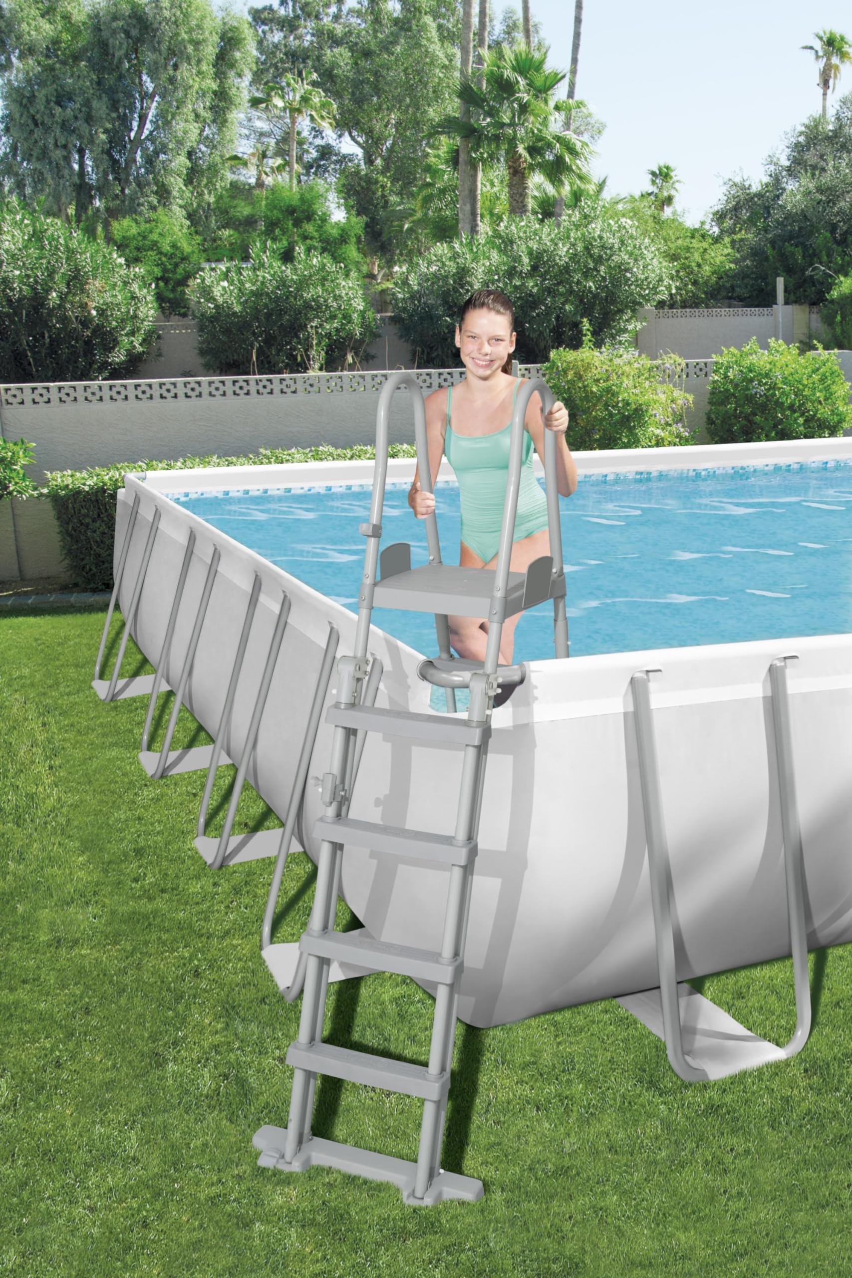 Bestway Power Steel Rectangular Pools, Grey