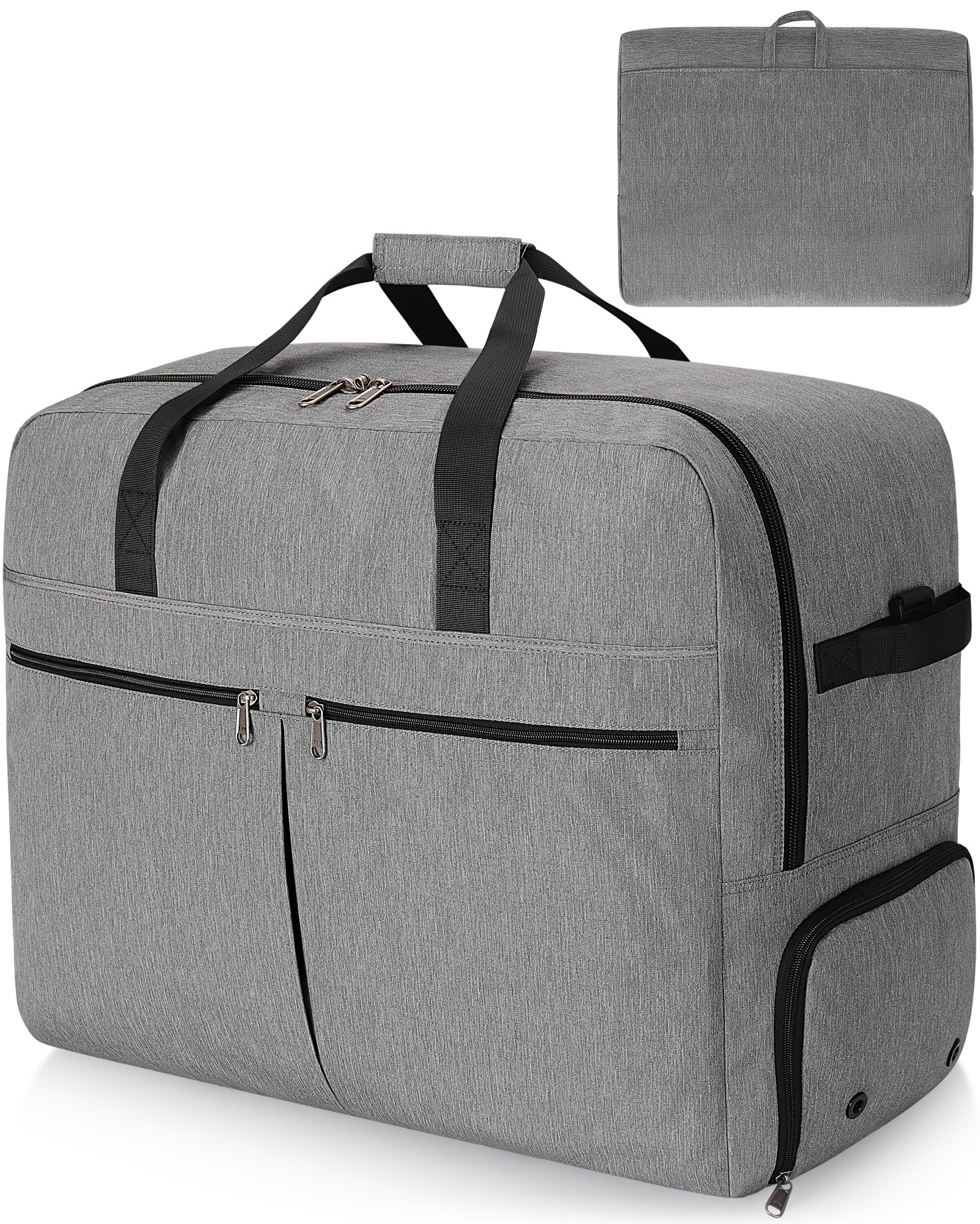 Photo 1 of 100L Foldable Large Travel Duffle Bag for Men and Women, Packable Duffel Bags with Shoe Compartment, Water Repellent & Tear Resistant (Gray)