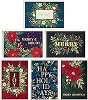 Vista 1 de Hallmark - Tarjetas navideñas surtidas en caja a granel, surtido elegante de flores en tonos joya (72 tarjetas y sobres)
