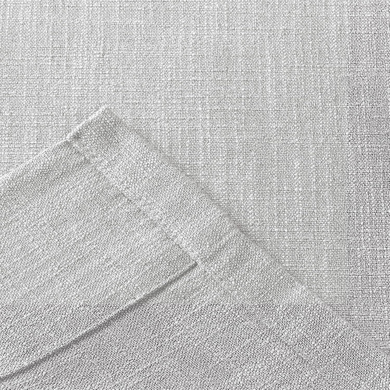 ChadMade Snow White Polyester Linen Drape 96 Inches Long, Light Filtering Drape with Grommet for Bedroom, 50Wx96L in Tallis Collection (1 Panel)