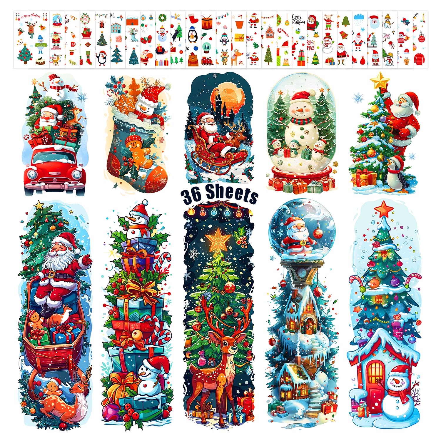 Leesgel Christmas Tattoos for Kids 36 Sheets Mixed Size Kids Tattoos Sleeves