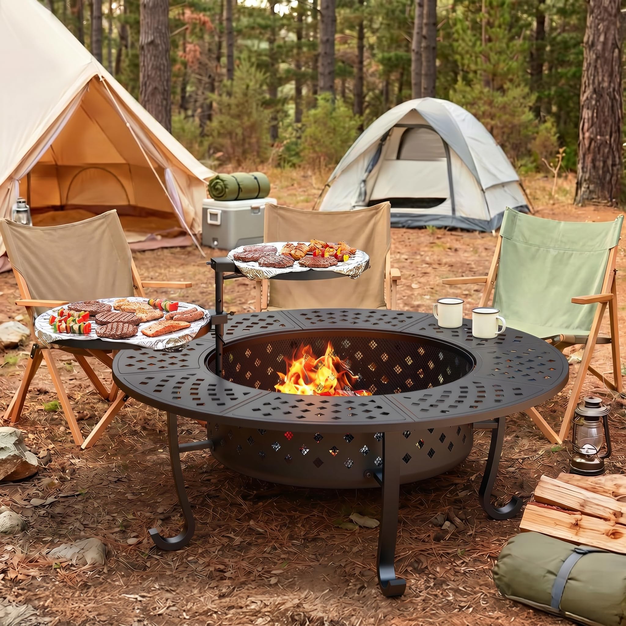 FansaFurn 48 inch 3-in-1 wood burning fire pit