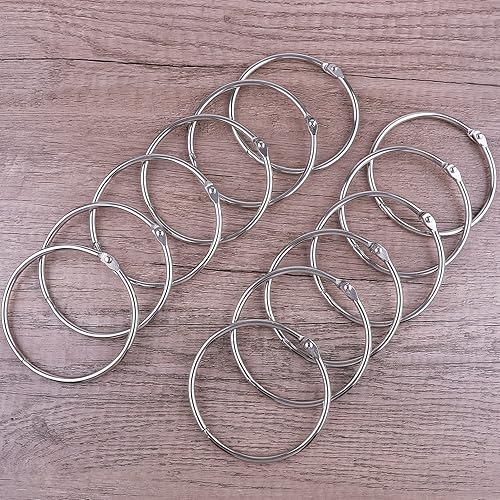 Miniatura 4 de AKONEGE Paquete de 12 anillos de hojas sueltas de 3 pulgadas para tarjetas de índice, libros y anillos de papel extra grandes con acero chapado en