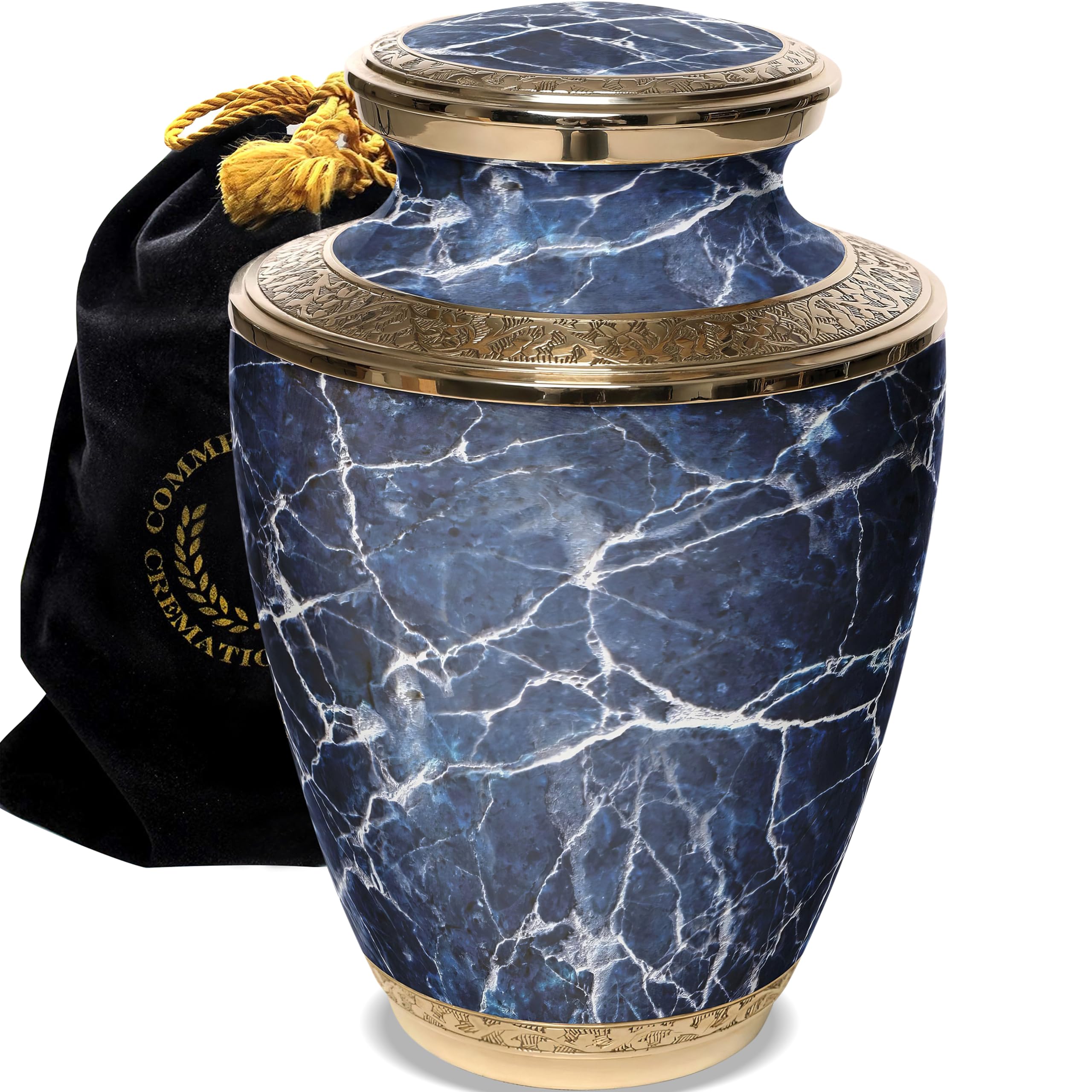 Marble Elegance Blue Cremation Urn for Human Ashes for Funeral, Burial or Home, Cremation Urns for Ashes Adult Male Large Urns for Dad and Urns for Human Ashes Decorative Urns