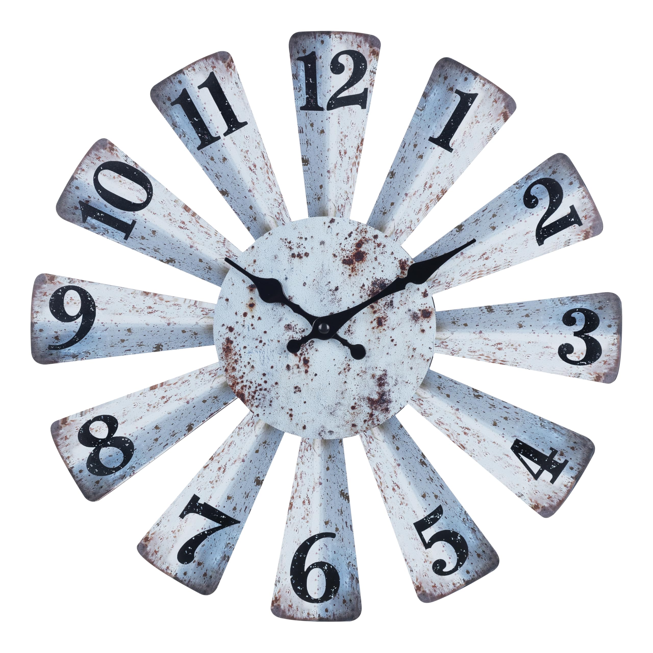 Photo 1 of **See Clerk Notes** Horizent Farmhouse Wall Clock Large Wooden Windmill Distressed Wall Clocks Rustic 16 Inch Windmill Wall Decor