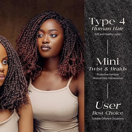 Miniatura 6 de BLL Afro Kinkys - Cabello humano a granel, 100% cabello humano para mini torsión, trenzas, extensiones de rastas, cabello rizado afro, color negro a