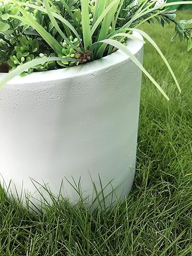 Miniatura 6 de Kante Maceta cilíndrica moderna de hormigón ligero para exteriores, diámetro de 12.9 pulgadas, blanco puro