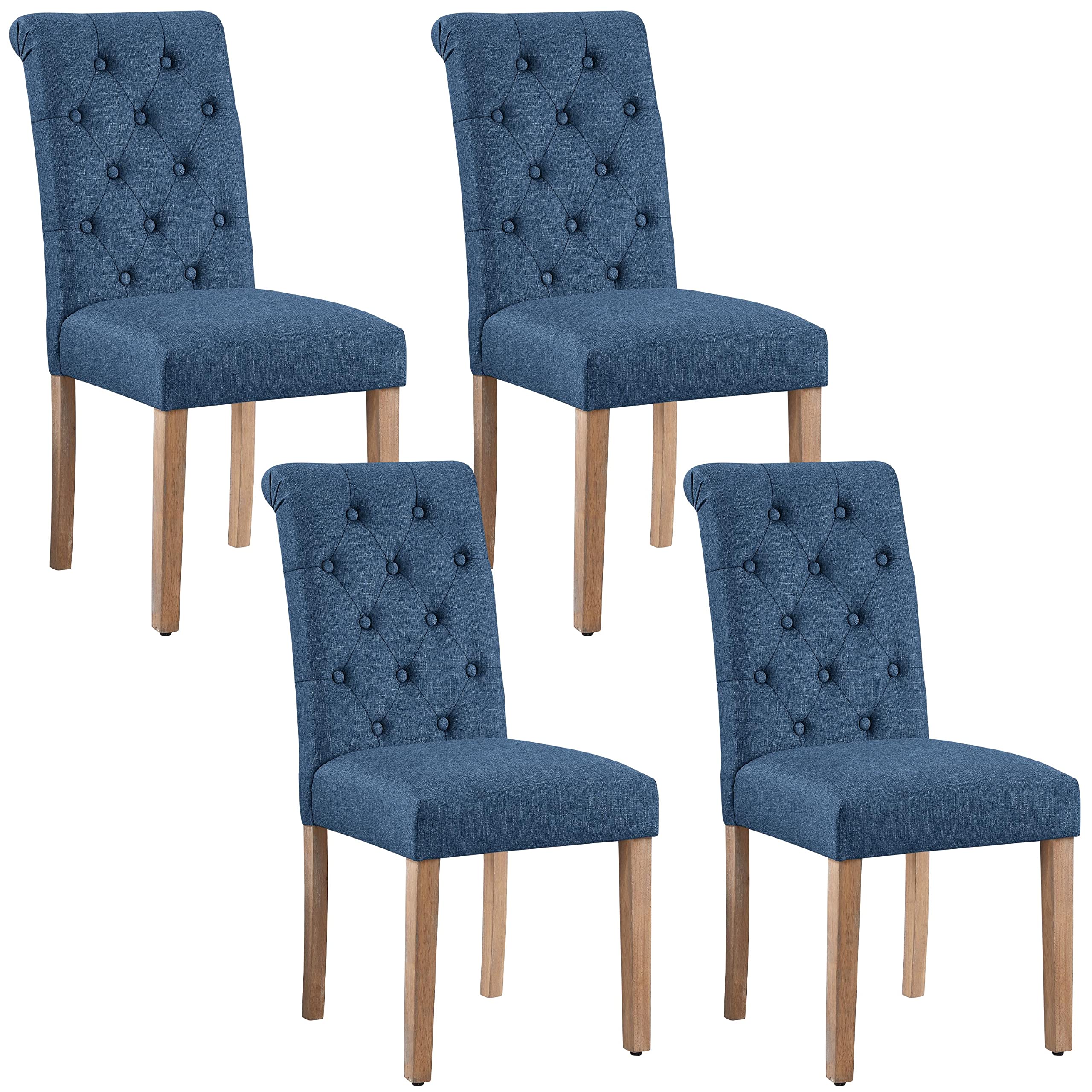 Yaheetech Juego de 2 Sillas de Comedor Silla Acolchada con Respaldo Alto Patas de Madera Silla Tela para Comedor Cocina Negra — view 24