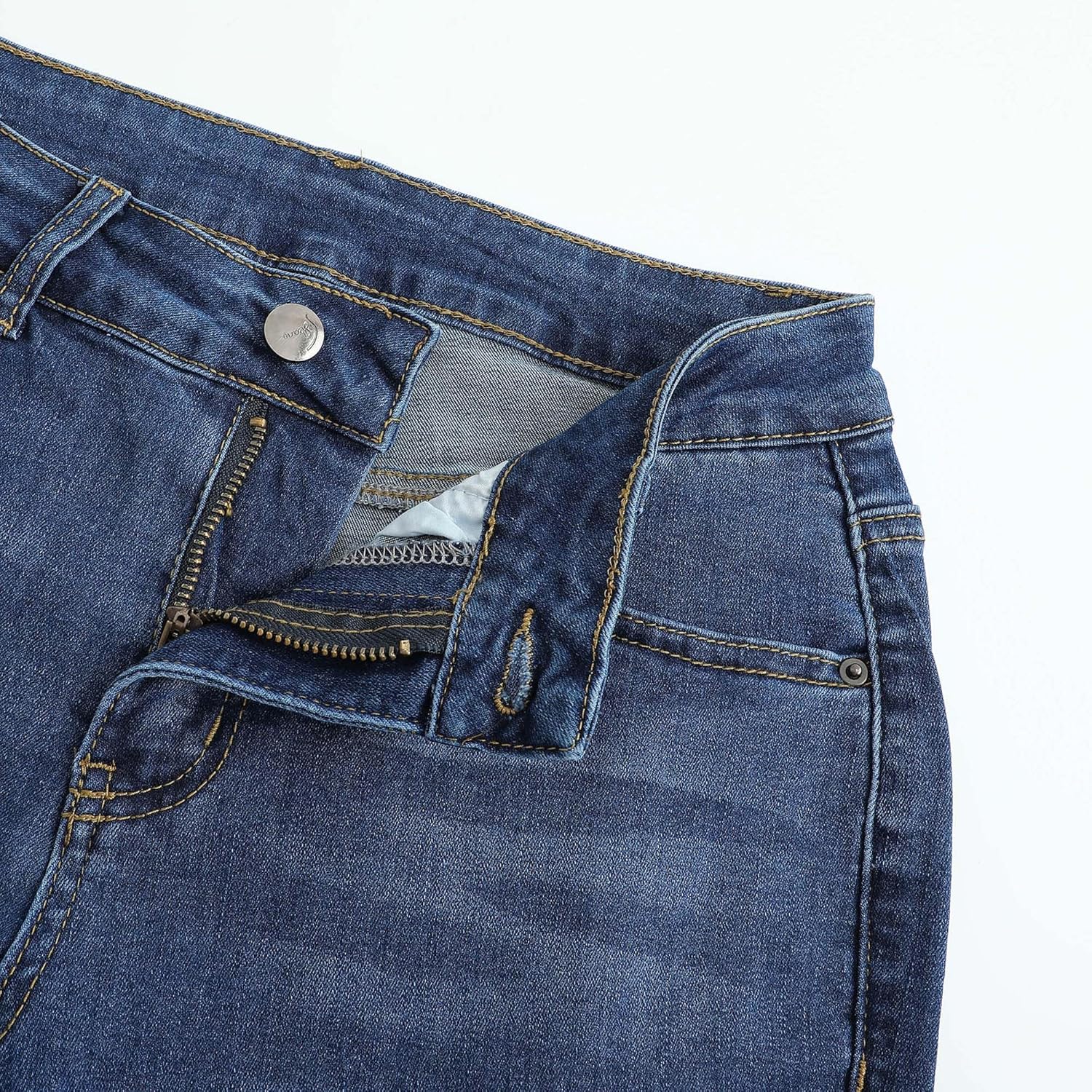 THUNDER STAR Womens Stretchy Mid Rise Flare Jeans Distressed Denim Bell Bottom Pants - Image 4