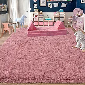 Rugs for Living Room 5x7, Soft Shaggy Modern Shag Area Rug for Bedroom, Upgrade Non-Slip Plush Fluffy Carpet for Kids Boys Girls Room Home Decor Aesthetic, Blush