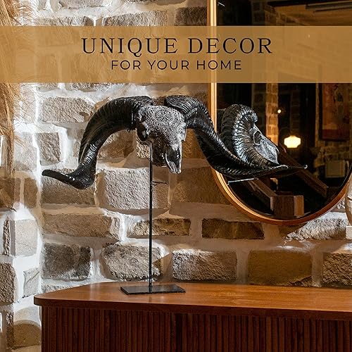 Miniatura 8 de Skull Bliss - Cráneo de carnero de taxidermia auténtico tallado a mano con cuernos decoración del hogar de calavera de carnero auténtica