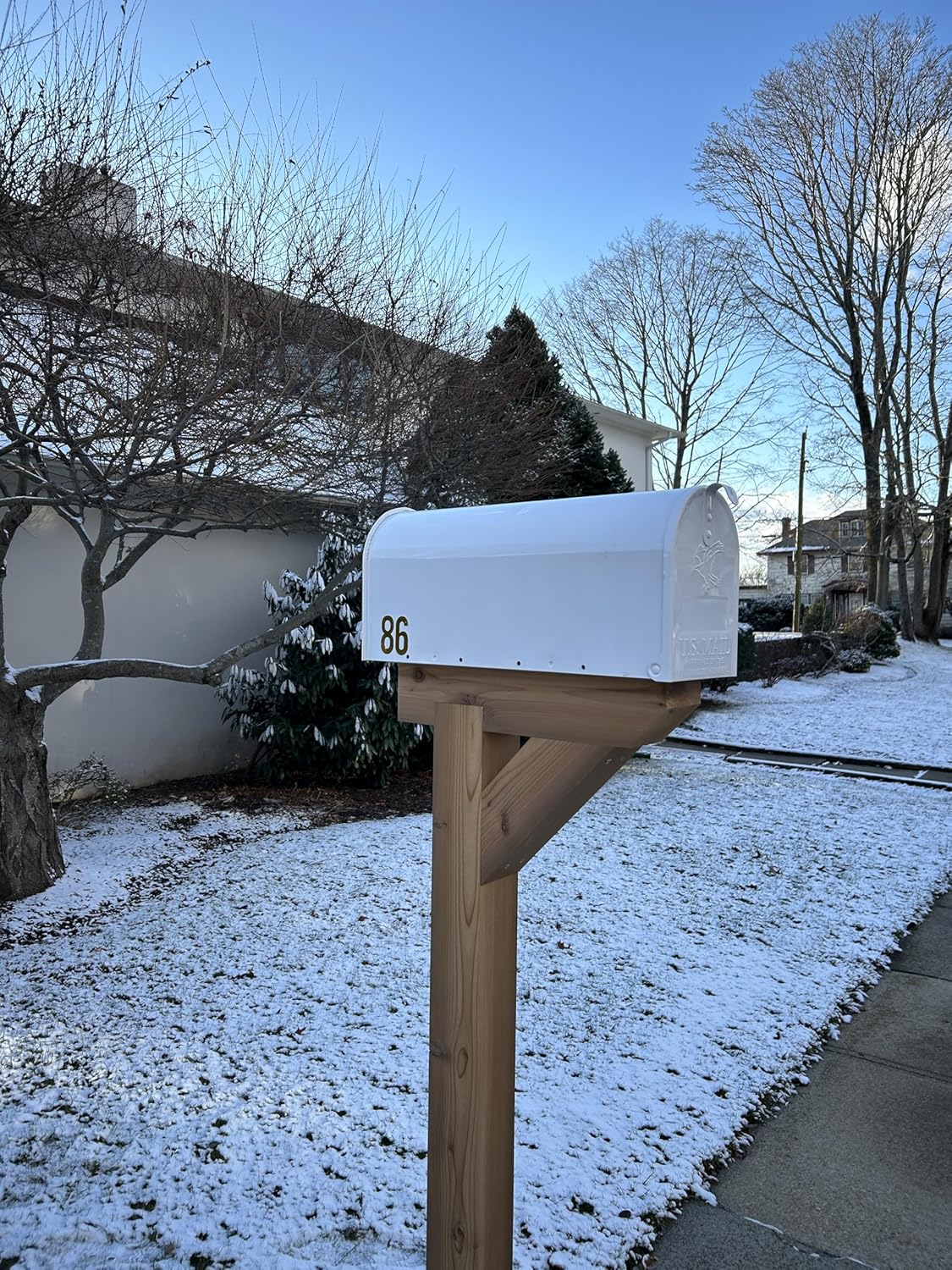 Premum Cedar Mailbox Post with Solid Wood 24 inch Base for a Sturdy Install