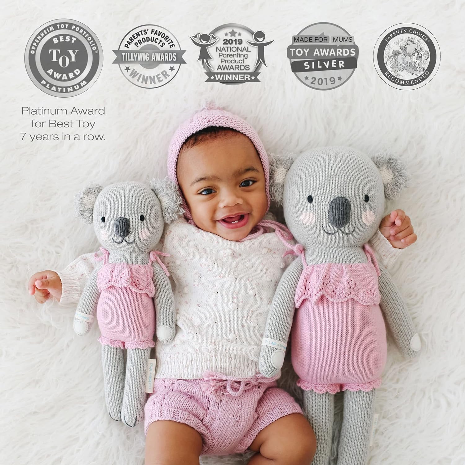 cuddle + kind Claire The Koala Little 13" Hand-Knit Doll – 1 Doll = 10 Meals, Fair Trade, Heirloom Quality, Handcrafted in Peru, 100% Cotton Yarn