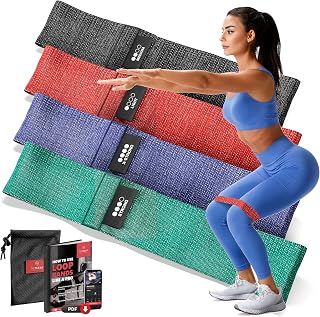Fitnessband Set - Latex/Stoff Loop Resistance Widerstandsbänder + Trainings-eBook | Gymnastikband Fitness Sport Workout Krafttraining Band elastisch | Booty Trainingsband Sportband Miniband Yoga