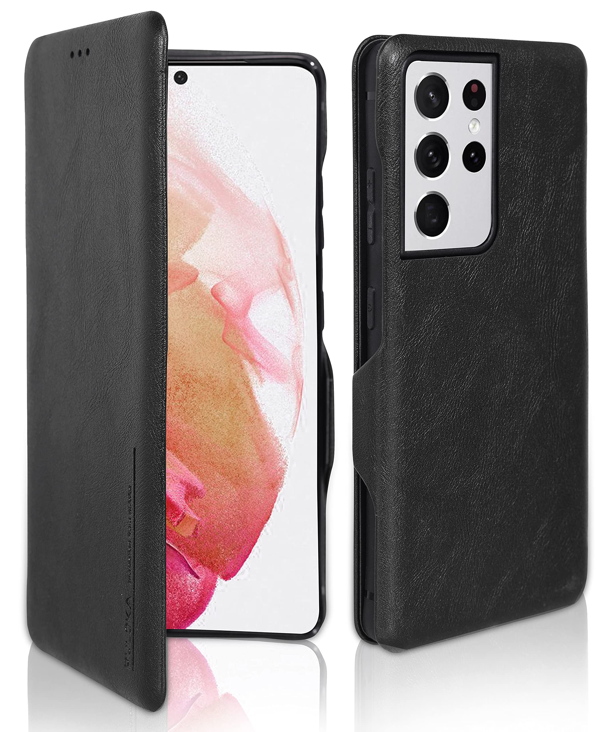 PULOKA Compatiable for Samsung Galaxy S23 Ultra - Sleek Flip Case - Premium Vegan Leather Phone Cover with Card Slot - Slim, Durable, Kickstand Function - Elegant Flip Wallet Cases - Black (B0C3D4XJGD) Amazon Price History, Amazon Price Tracker