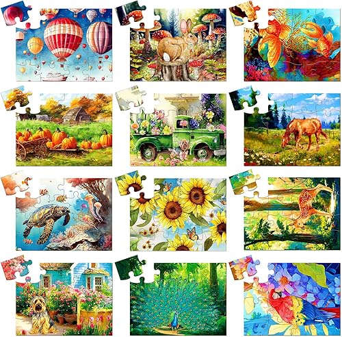 Liliful Paquete de 12 rompecabezas de madera de 16 piezas grandes de 12.6 x 9.45 pulgadas, rompecabezas de demencia, Alzheimer, productos para