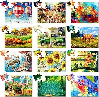 12 Pack 12.6 x 9.45 Inch Large Piece Jigsaw Puzzles Dementia Puzzles Alzheimer Dementia Products for Elderly Seniors Easy Puzzle for Adults Memory Activities Games Nursing Home Gift