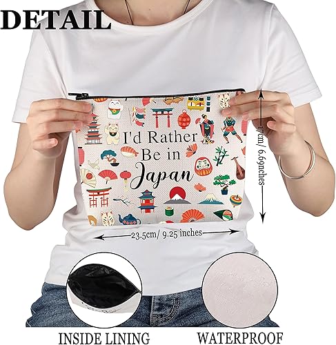 Miniatura 2 de PWHAOO Japón Travel Travel Gift I'd Rather Be in Japan Makeup Bag Japón Viaje Vacaciones Cosméticos Bolsa Japón Souvenir Gift, Más bien estar en
