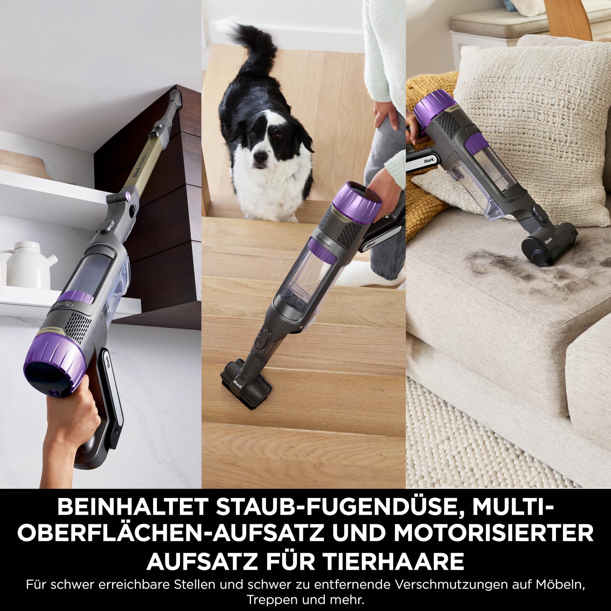 Shark PowerDetect Clean & Empty Akku-Staubsauger mit Absaugstation, bis 70 Min. Laufzeit, kabellos, selbstentleerend, für Tierhaare, Allergiker, Teppich und Hartböden, mit LED-Licht, IP3225EUT