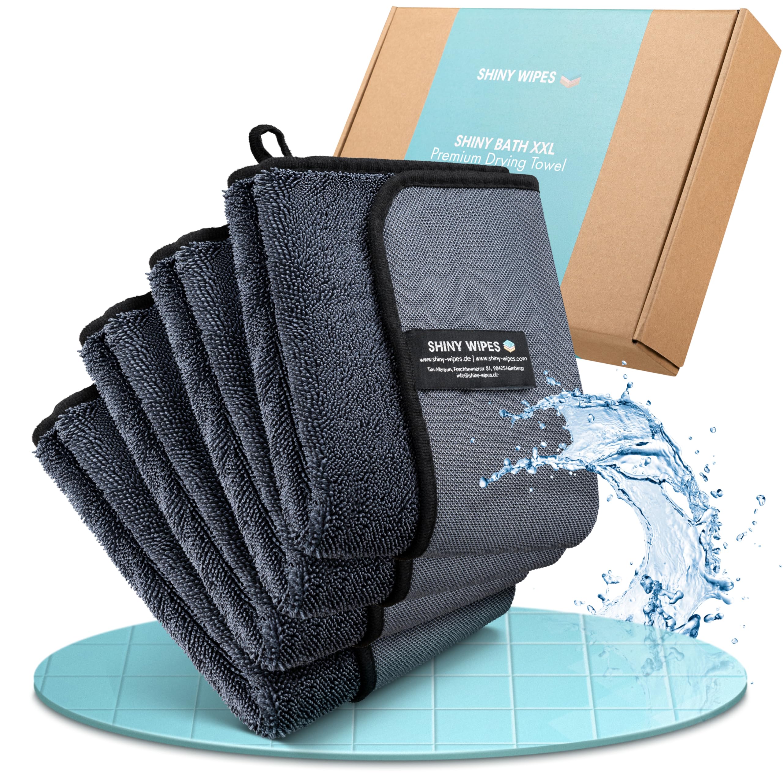 Shiny Wipes XL Drying Towel the Original Ultra Absorbent Twisted-Loop Design Streak-Free Drying Towel Shiny Wipes Shower Cleaning