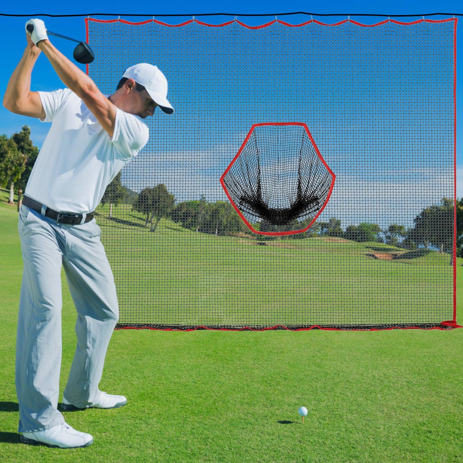 Filet de golf pour jardin - Cage d'entraînement, bloqueur de balles | Filet anti-coups renforcé, grand filet récupérateur de balles, grand écran de pratique extérieur pour pelouse, jardin, fairway, cl