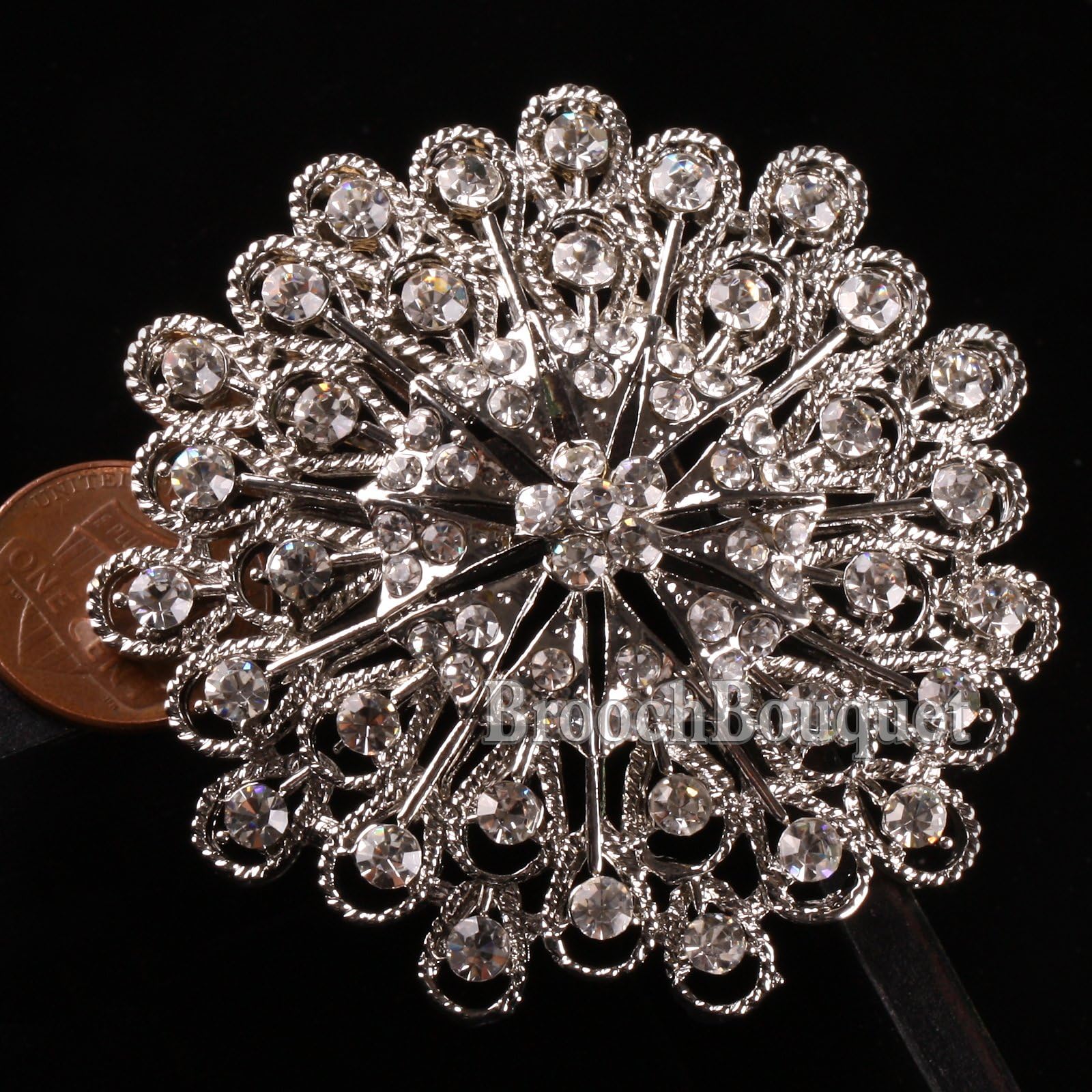 1pc Wholesale Rhinestone Crystal Wedding Bridal Bouquet Flower Pearls Brooch Pin