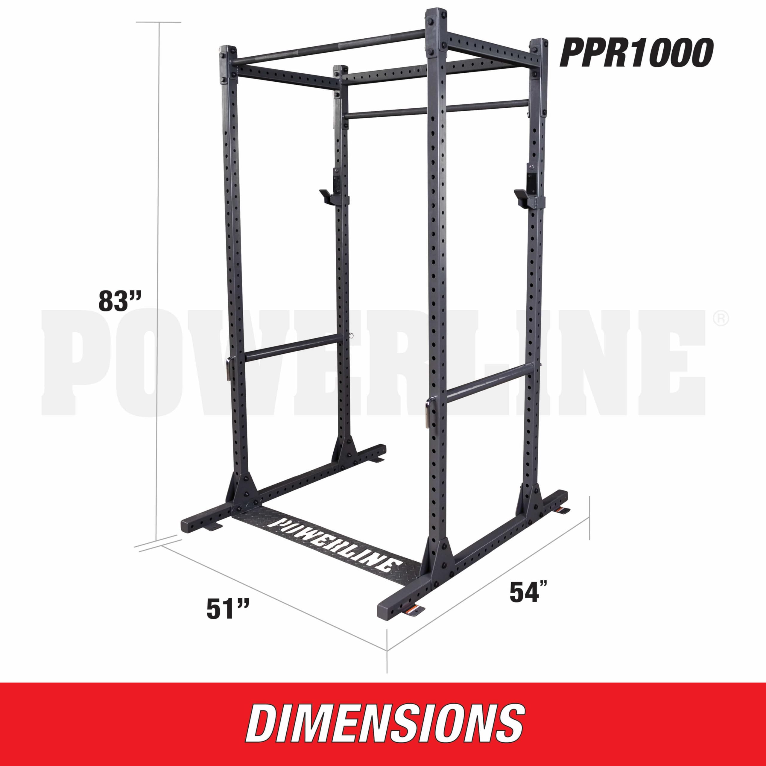 Body-Solid Powerline (PPR1000) Power Rack - Steel Frame Squat Cage with J-Cups and Safety Pipes for Home Gym Strength Training
