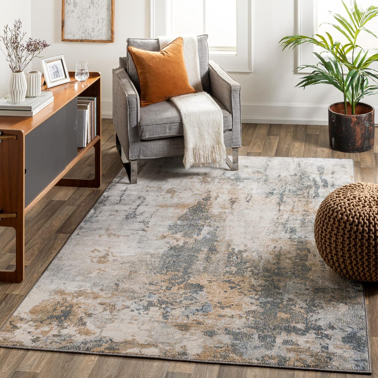 Surya Jamila Modern Abstract Area Rug,7'10" x 10',Gray