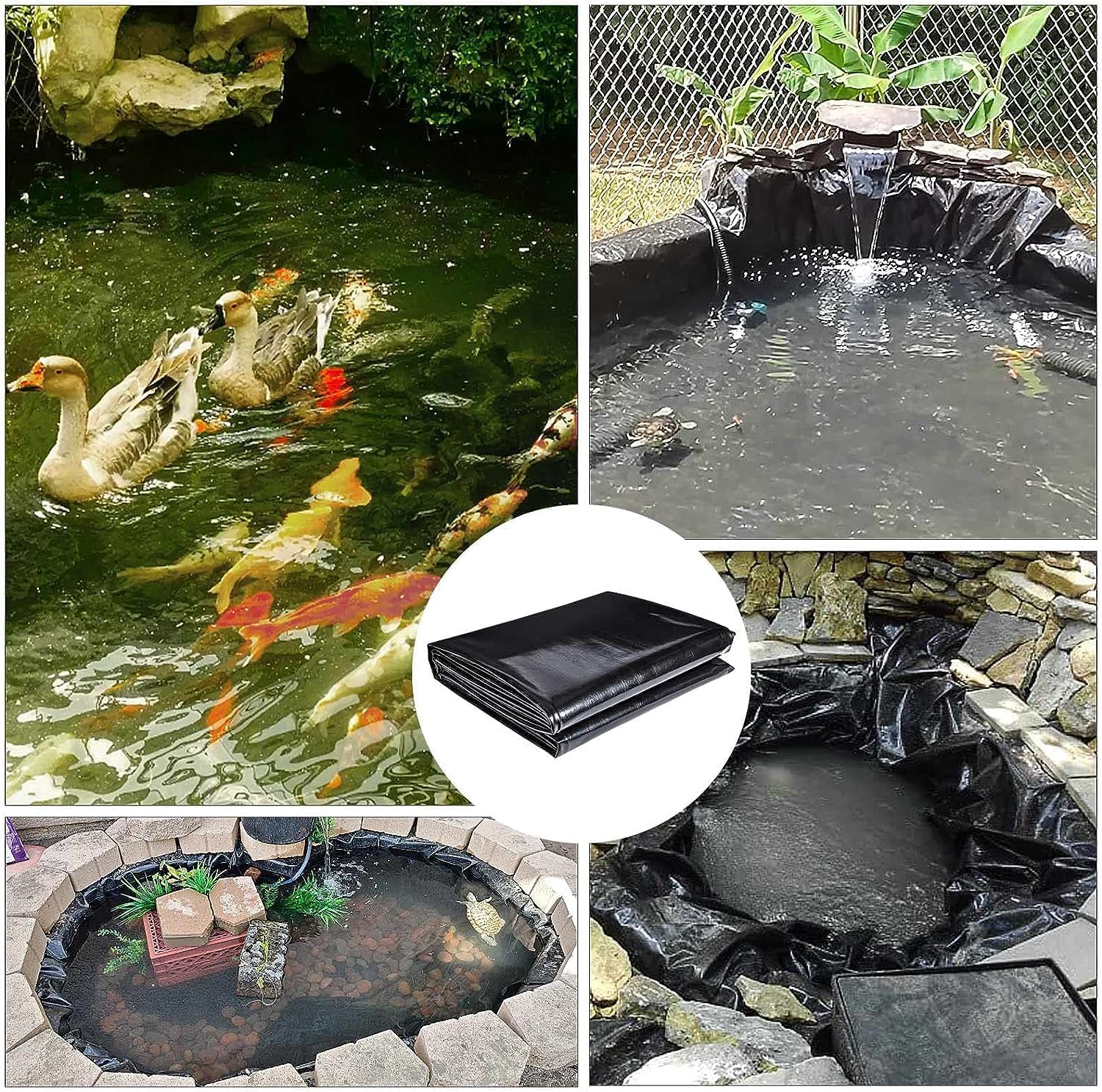 ToLanbbt Pond Liner - Revestimiento de estanque de polietileno de alta densidad de 10 x 10 pies, resistente a los rayos UV, preformado, fácil de cortar, revestimiento de estanque para estanques de