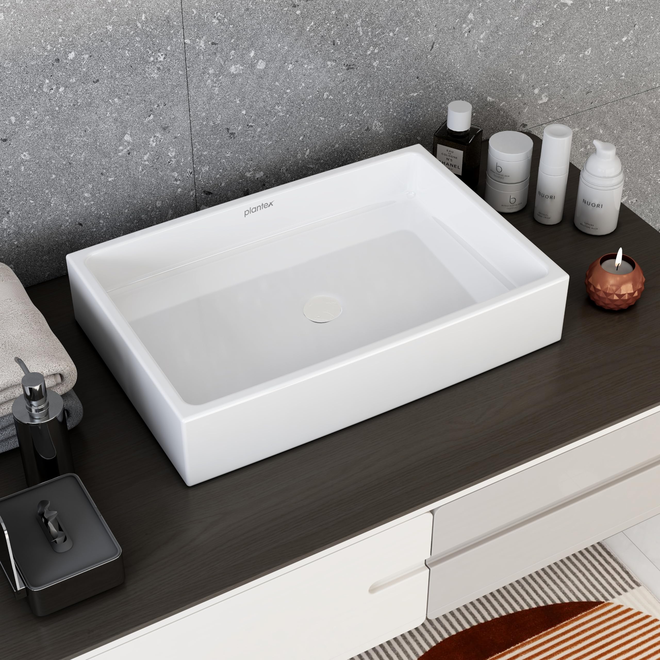 Plantex Platinum Ceramic WashBasin/Tabletop Wash Basin/Basin for Bathroom/Bathroom Wash Basin (White, Rectangle, 24.5 x 16.5 x 5 Inch) (B0BTHWZS3P) Amazon Price History, Amazon Price Tracker
