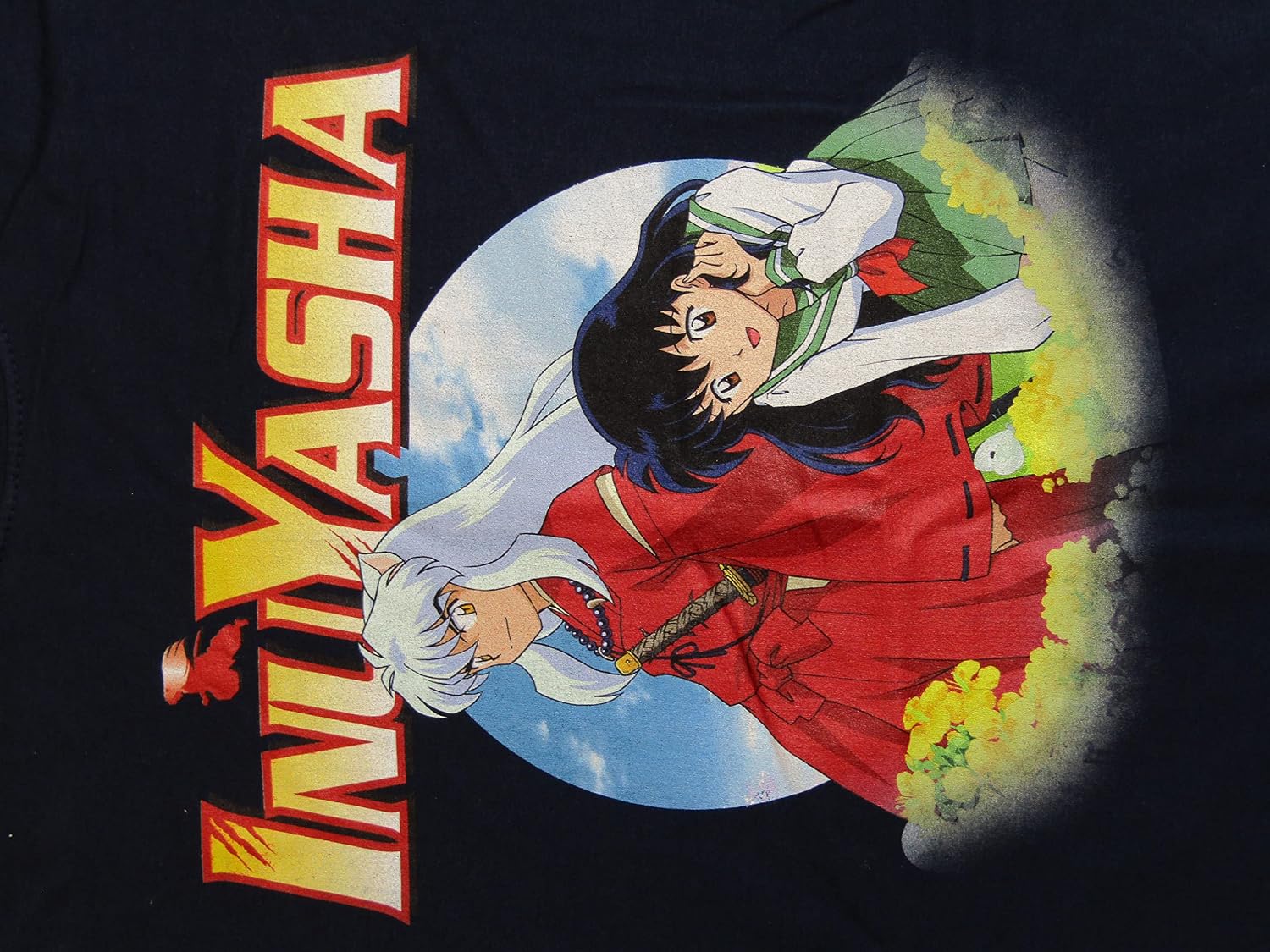 Inuyasha Manga Series Kagome Character with Logo Navy Blue Graphic Tee