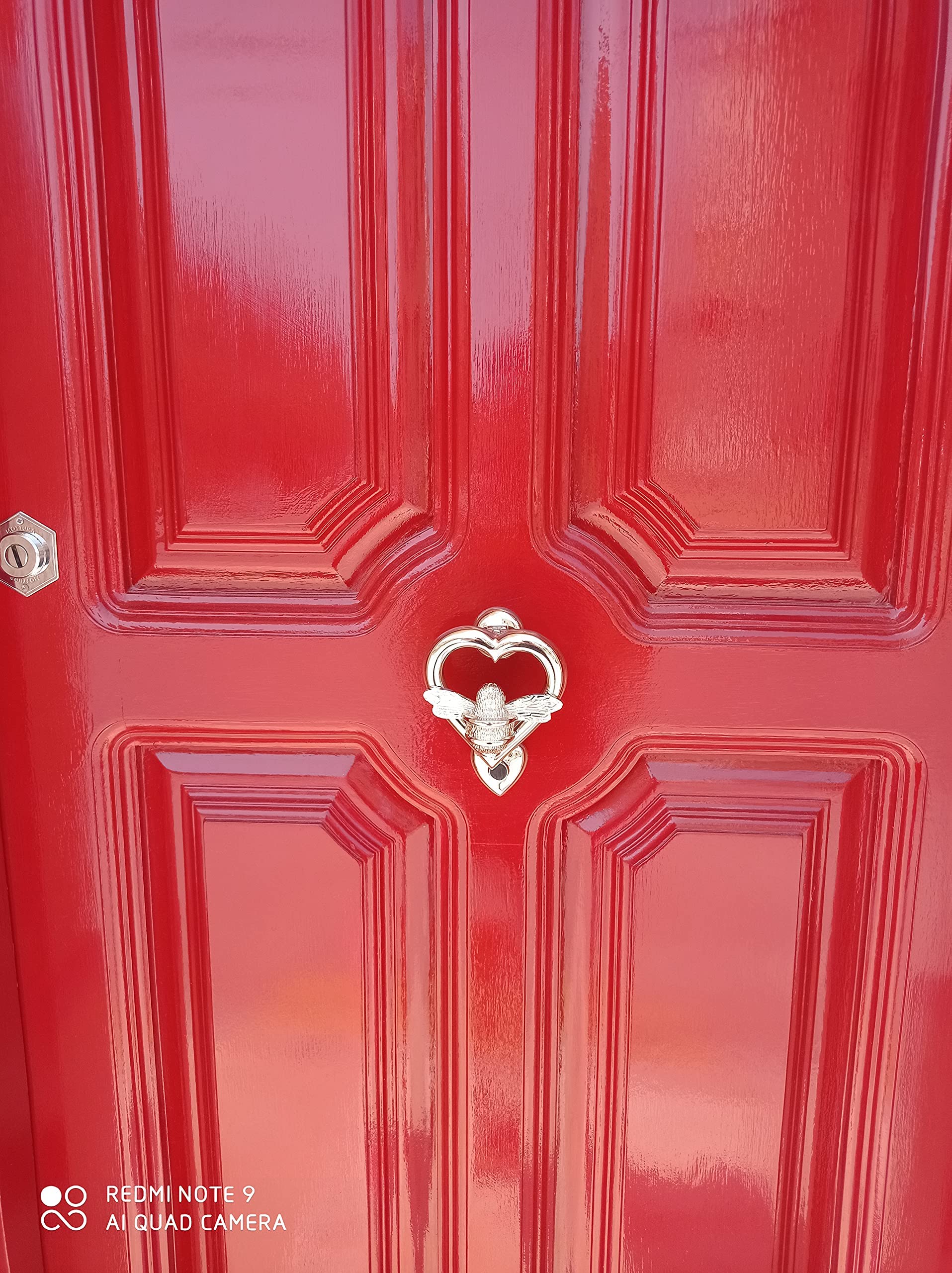 Brass Bee Heurtoir de porte en forme de cœur en laiton – Finition nickel – Heurtoir de porte en laiton massif