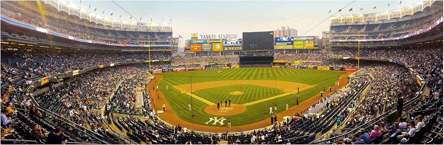 Artsy Canvas | Yankee Stadium at Dusk Poster | 36" x 12" | Matte Finish | Print Wall Art