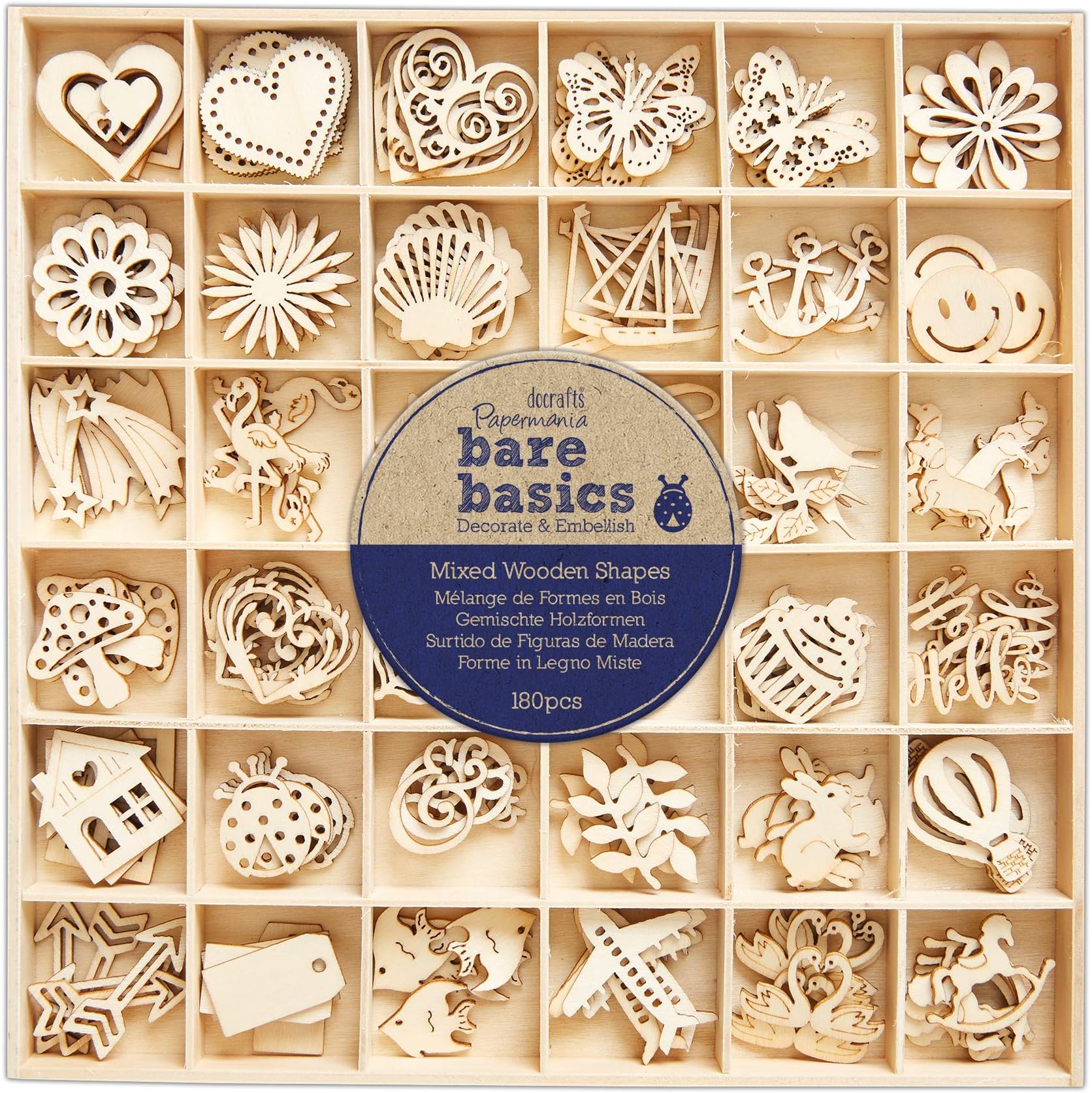 Bare Basics - Mixed Wooden Shapes - 180 Pieces