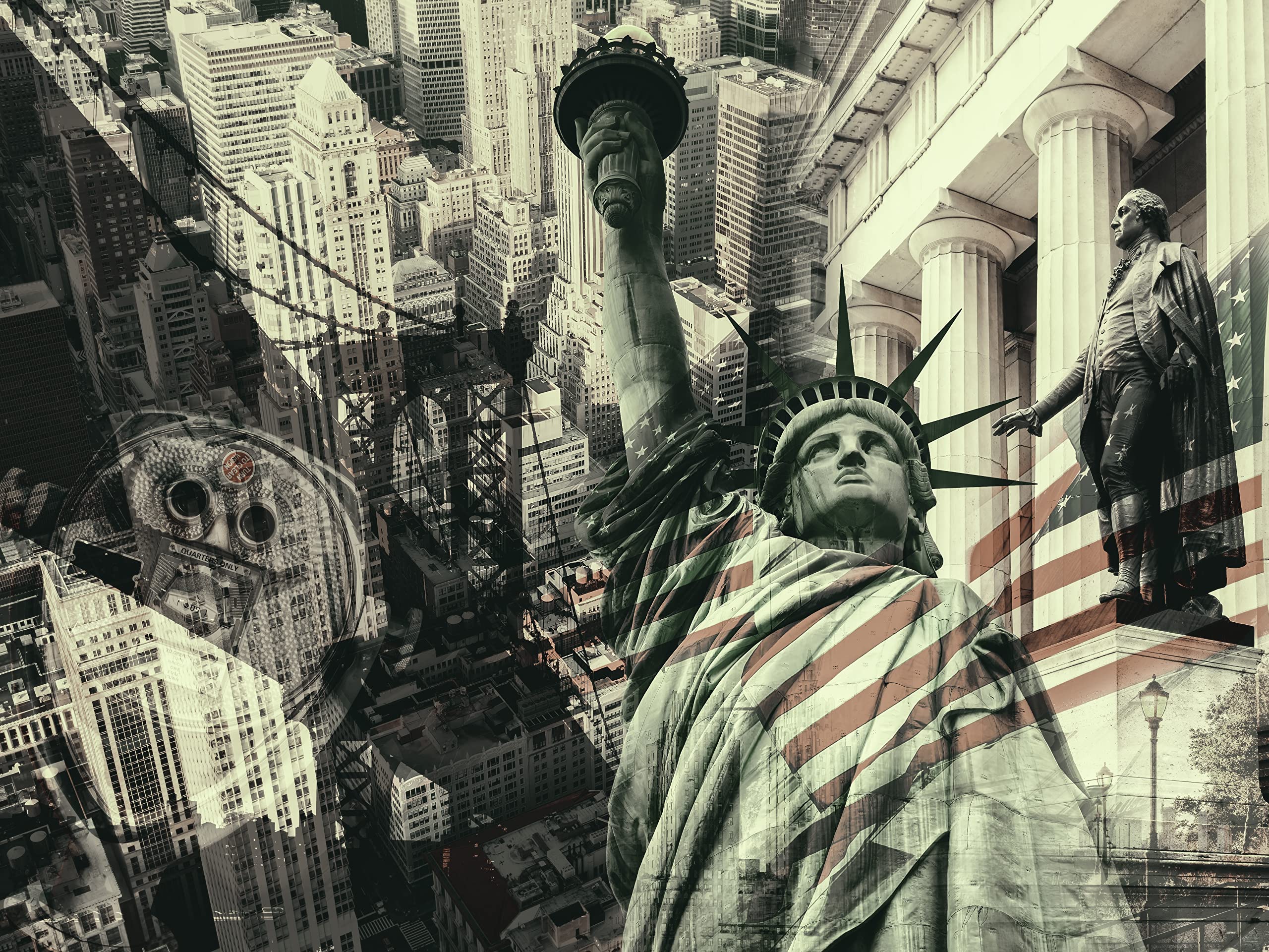 Blindecor Estor Enrollable Translucido Estampado Digital Urban, America, 150 x 180 cm