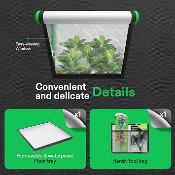 VIVOSUN D325 2-in-1 3x2 Grow Tent, 36x24x53 High Reflective Mylar with Multi-Chamber and Floor Tray for Hydroponic Indoor Plant