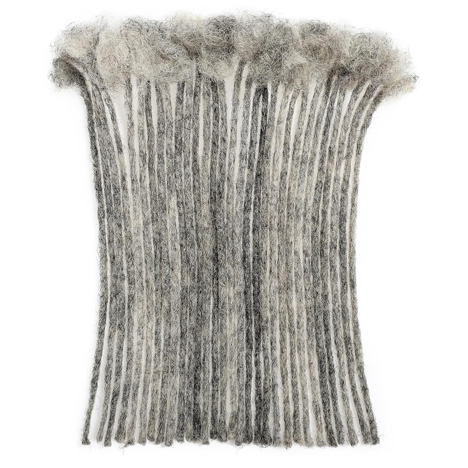 Salt and Pepper Loc Extensions Human Hair 0.2cm 8 Inch 30 Strands Full Handmade 100% Real Human Hair Dreads for Men Women Can Be Dyed