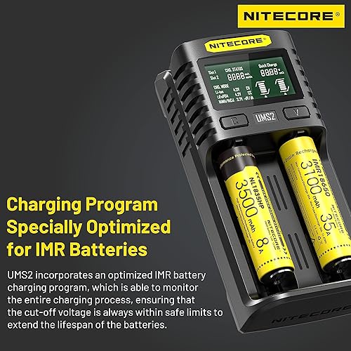 Miniatura 3 de NITECORE UMS2 inteligente QC cargador de batería rápido de doble ranura para Li-IonIMRLiFePO4Ni-MHNi-Cd 14500 16340 18350 18650 20700 21700 AA AAA