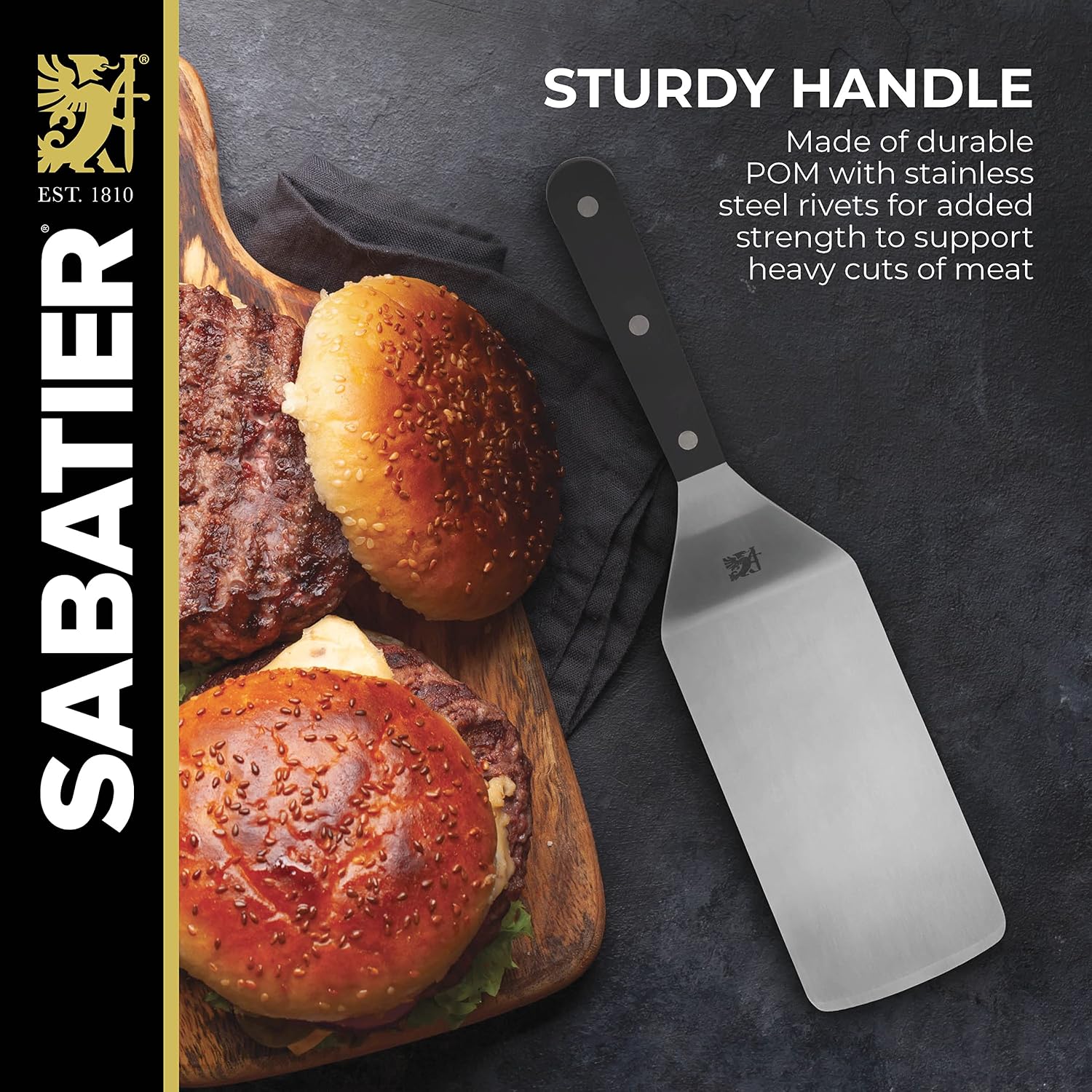 Sabatier Triple Rivet Turner, Big Burger, Black